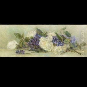 White Roses & Forget-me-not's by Edith White