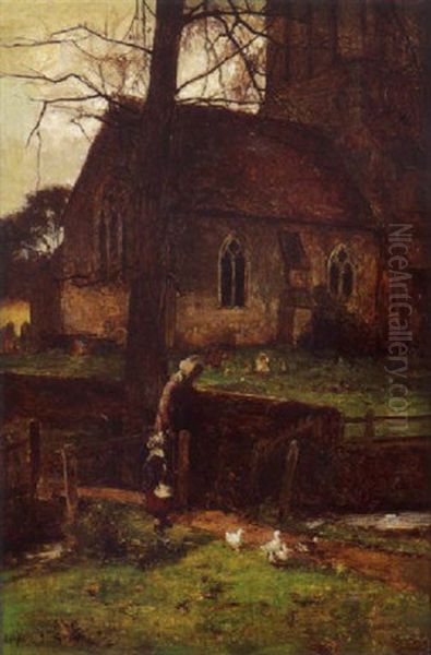 Mere Et Enfant Devant L'eglise - view 1