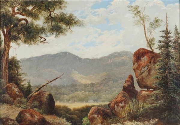 Australian School Landscape, Remains Of Label Verso ....melbourne - view 1
