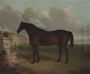Study Of A Horse In Landscape by Richard Whitford Jr.