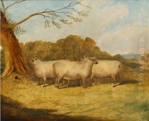 Sheep Before A Parkland Setting by Richard Whitford Jr.
