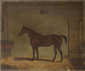 A Portrait Of A Chestnut Mare In Her Stable by Richard Whitford Jr.