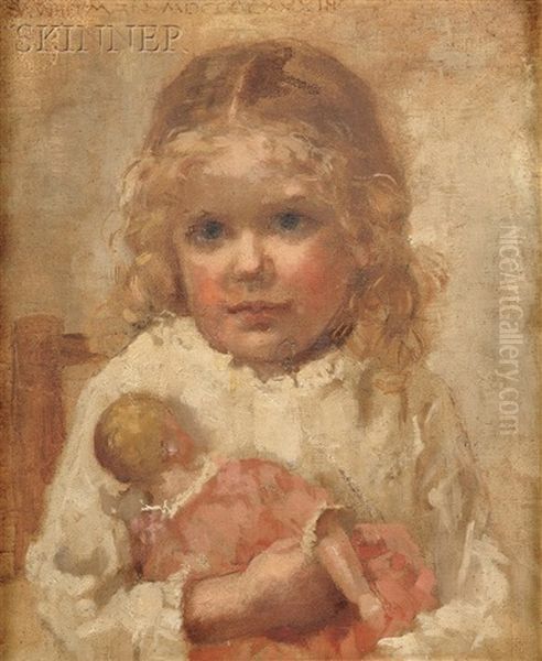 Portrait Of A Young Girl With A Doll - view 1