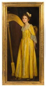 Girl With A Harp, 1907 by William John Whittemore