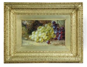 Still Life Of Plums; And Still Life Of White Grapes (a Pair) by Thomas Whittle the Elder