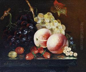 Still Life Of Fruit On A Ledge (+ Another; Pair) by Thomas Whittle the Elder
