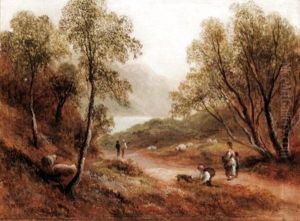 Figures And Sheep In A Wooded Landscape (pair) by Thomas Whittle the Elder