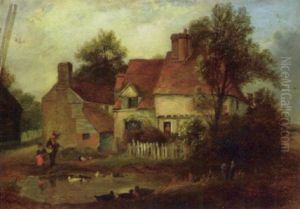 Rustic Cottage By A Pond by Thomas Whittle the Elder