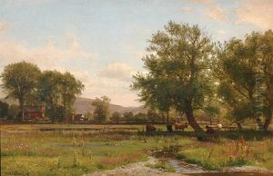 Moutons Pres Du Moulin by Worthington Whittredge