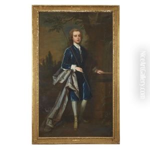 Portrait Of A Young Nobleman Holding Spear, Full-length, In A Landscape by Isaac Whood