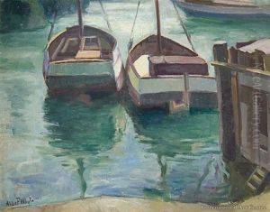 Boats Moored, Auckland by Alice F Whyte