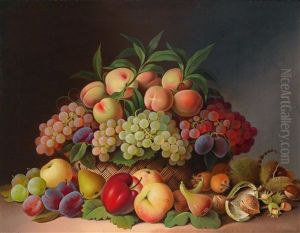 Ein Korb Mit Fruchten, Kastanien, Haselnussen