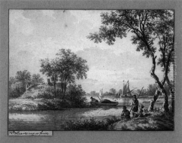 Fluslandschaft Mit Anglern - view 1