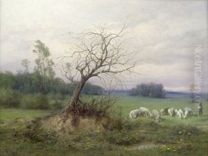 Weidende Schafe Im Vorfruhling (in Der Wachau) by Raimund (Ritter von Brennerstein) Wichera