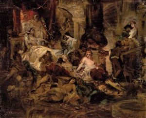 Szene Aus Boccaccios Decamerone (die Erzahlerin, 1. Kap) by Raimund (Ritter von Brennerstein) Wichera