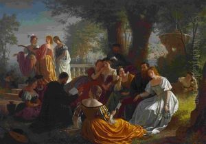 Pietro Aretino Liest Im Garten Tizians Aus Seinen Werken Vor by Adolph Friedrich Georg Wichmann