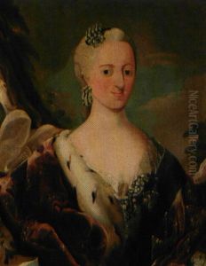 Portraet Af Dronning Juliane Marie Baerende Mintgron Kjole Og L'union Parfaite