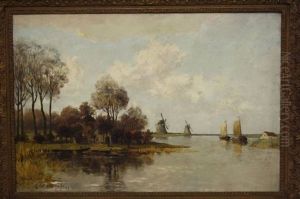 Molens Aan Een Vaart by Cornelis Julius van Wickevoort Crommelin