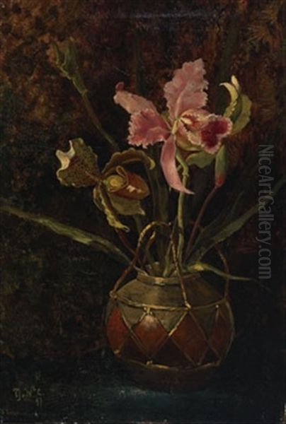 Orchids In A Stone Jar - view 1