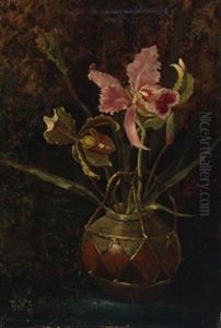 Orchids In A Stone Jar by Cornelis Julius van Wickevoort Crommelin