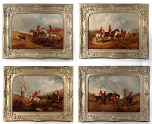 Fox Hunting: The Meet; Breaking Cover; Full Cry; The Kill (set Of 4 Works) by Richard Dodd Widdas