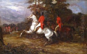 Huntsmen On Horseback by Richard Dodd Widdas
