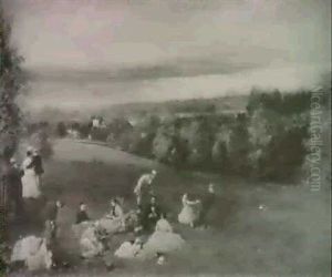 Picknicker's On A Hill Side Overlooking A River Estuary