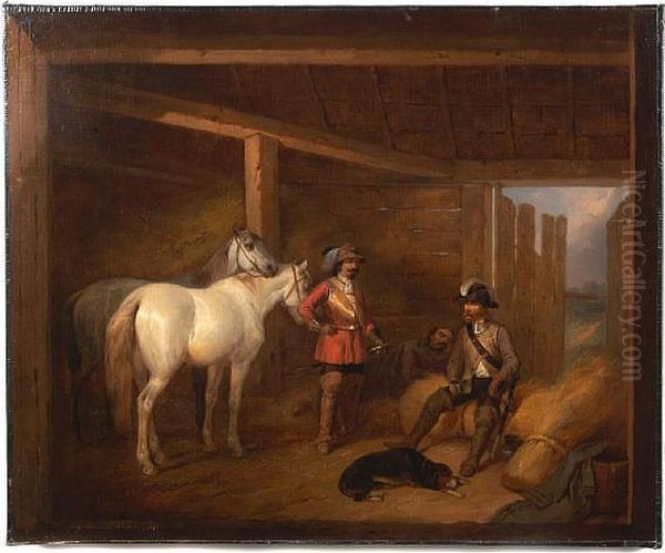 Soldiers And Horses In A Stable - view 1