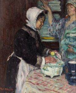 Woman Preparing Supper by David O. Widhopff