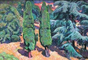 Paysage Aux Cypres by David O. Widhopff
