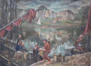 Les Pecheurs Au Port by David O. Widhopff