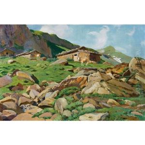 Sommerliche Alp Mit Weidenden Kuhen by Hans Widmer