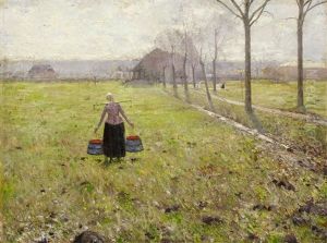 Wascherinnen Vor Dem Gutshof by Max Wieczorek