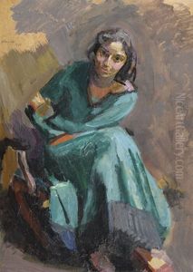 Dame In Grunen Kleid by Franz Wiegele