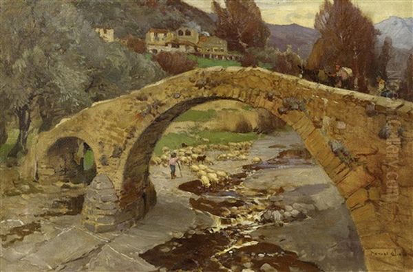 Hirten Bei Einer Alten Brucke In Den Ligurischen Alpen - view 1