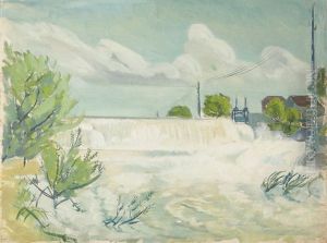 Flusslandschaft Mit Schleuse
