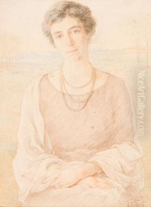 Donna Con Collana Di Perle In Paesaggio