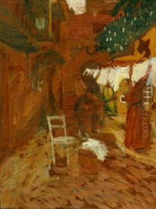 Auf Dem Hof (+ Figur (study), Verso) by Alois Wierer