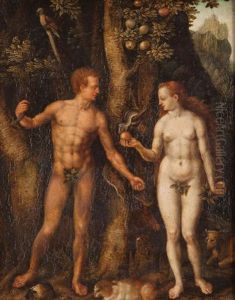 Adam Et Eve (after Durer) by Johan Wierix