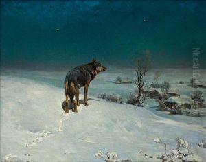 Wolf by Alfred von Wierusz-Kowalski