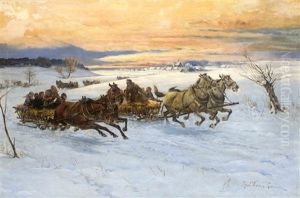 Schlittenrennen by Karol Wierusz-Kowalski