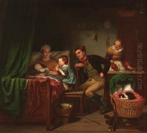Familie Am Wochenbett by Franz Wieschebrink