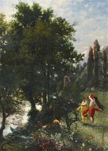 Arkadische Landschaft Mit Satyr Und Nymphen by Bruno Wiese