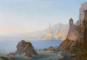 The Harbour At Genoa (+ A View Of The Gulf Of Spezia; Pair)