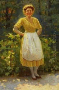 Junge Frau Im Sonnenschein Vor Waldlandschaft Junge Frau Im Sonnenschein Vor Waldlandschaft