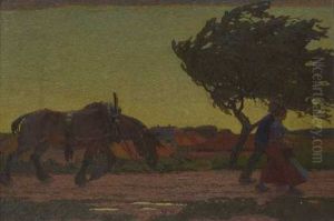 Tagesende by Gustav Wiethuechter