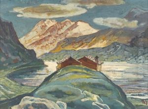 Berglandschaft Mit See by Gustav Wiethuechter