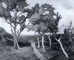 Hugellandschaft Mit Obstbaumen Im Fruhling by Gustav Wiethuechter
