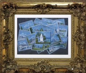A Trompe-l'oeil With Seventeen Drawings Of Viennese Monuments