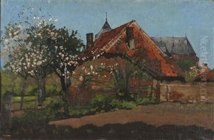 Blossoming Tree By A Farm